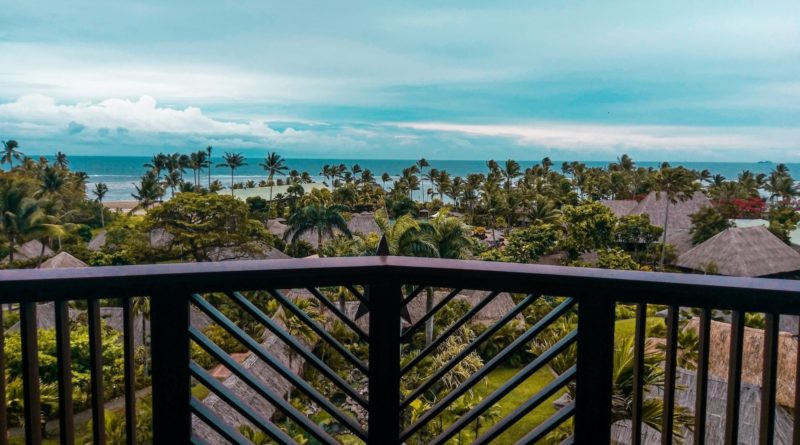 wide-angle photography of brown huts surrounded by coconut palm trees during daytime