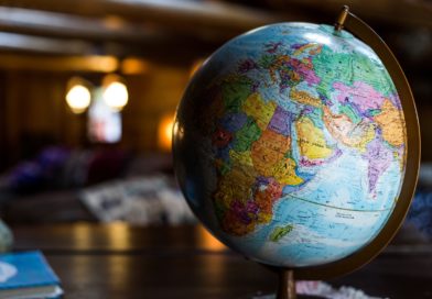 desk globe on table