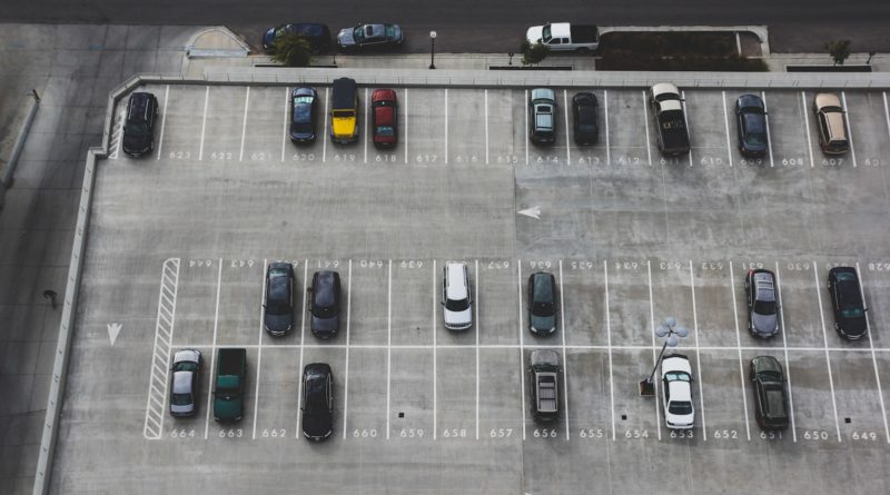 aerial view of cars parked on parking lot